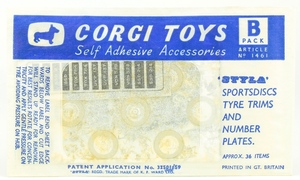 Corgi envelope 1967 catlagues yy9933