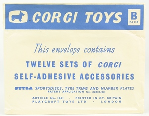 Corgi envelope 1967 catlagues yy9931