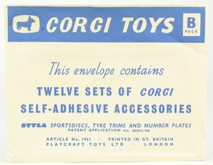 Corgi envelope 1967 catlagues yy9931