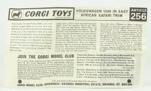 Corgi toys 256 vw safari rhino zz1894