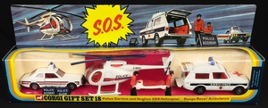 Corgi toys gift set 18 police cortina helicopter range rover ambulance j597