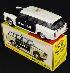 DTF695 DINKY TOYS 1429 Peugeot 404 break police Antenne noire courbe 