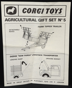 Corgi GS5 Agricultural Gift Set Reproduction Repro White Metal Trailer Side Rave 