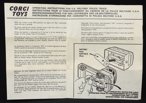Corgi toys 353 u.s. military police truck dd747 leaflet