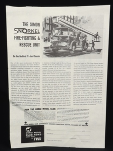 Corgi toys 1127 simon snorkel fire engine ee63 leaflet