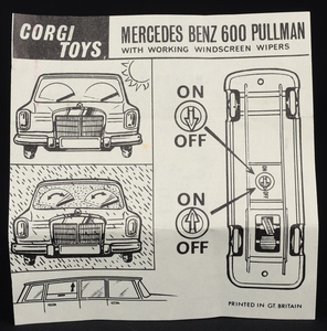 Corgi toys 247 mercedes pullman  leaflet