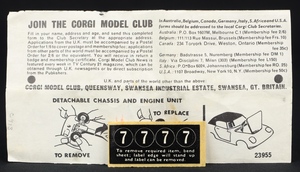 Corgi toys 319 lotus elan ee580 leaflet