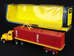 Corgi toys 1106 acl mack container truck trailer ee771 back