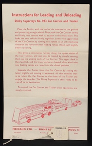 Dinky supertoys 983 car carrier trailer ff362 leaflet