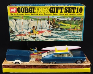 Corgi toys gift set 10 marlin rambler sports fastback ottersport kayak camping gg133 view