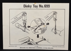 Dinky toys 699 leopard recovery tank gg238 leaflet