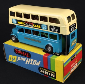Tri ang minic 60m push go double deck bus jj99 back