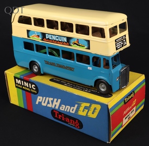Tri ang minic 60m push go double deck bus jj99 front