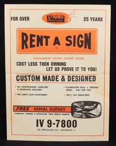 Dinky toys 715 beechcraft baron rent a sign jj183 leaflet