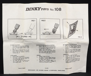 Dinky toys 108 sam's car jj219 leaflet