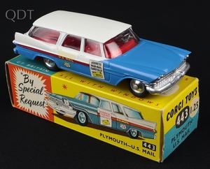 Corgi toys 443 plymouth u.s. mail jj342 front
