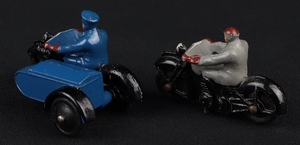 Dinky toys 37a civilian motor cyclist  43b rac motor cycle patrol jj448 back