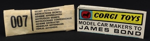 Corgi toys 261 james bond aston martin db5 jj524 secret instructions 1