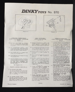 Dinky toys 970 jones fleetmaster crane jj636 leaflet