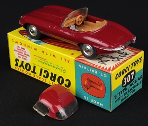 Corgi toys 307 e type jaguar detachable hard top jj854 back