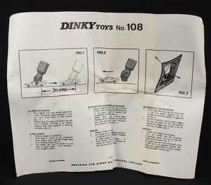 Dinky toys 108 sam's car jj949 leaflet