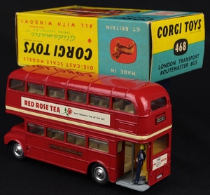 Corgi toys 468 routemaster bus red rose tea coffee jj969 back