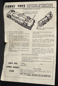 Corgi toys 437 superior ambulance kk71a leaflet