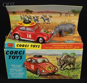 Corgi toys 256 volkswagen 1200 safari east  african trim rhino kk361 front