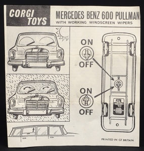 Corgi toys 247 mercedes benz 600 pullman kk534 leaflet