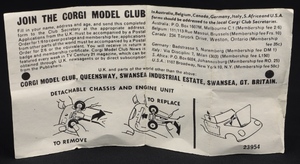 Corgi toys 319 lotus elan coupe kk830 leaflet