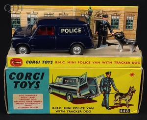 Corgi toys 448 bmc mini police van tracker dog kk922 front