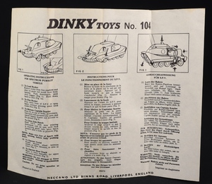 Dinky toys 194 spectrum pursuit vehicle ll80 leaflet