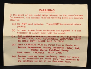 Victory triumph tr2 sports ll415 warning note