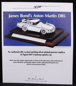 Danbury mint limited edition james bond aston martin ll552 promo