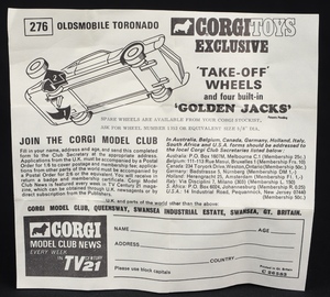 Corgi toys 276 oldsmobile toronado ll735 leaflet